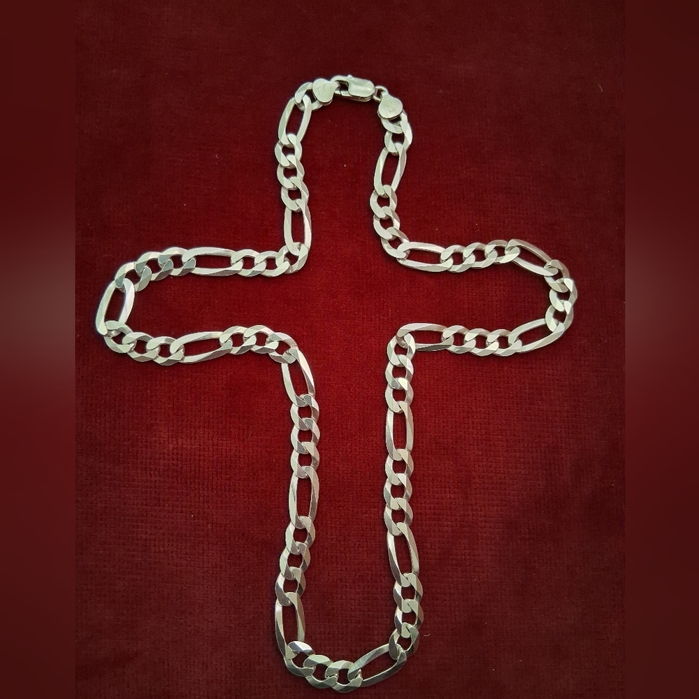 925 Italy Sterling 24" Figaro Chain 10mm - Picture 6 of 11